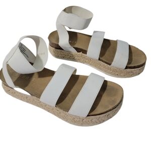 ESPRIT GIGI White Jute Espadrille Wrapped Ankle Strap Slip-On Sandals Sz 8M